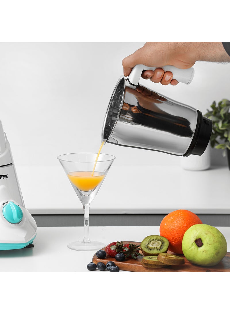 3-IN-1 Mixer Grinder, Powerful Copper Motor with Stainless Steel Jars and Blades, Unbreakable Polycarbonate Jar Caps, ABS Body| Ergonomic Design, Overload Protector| 3 Jars with 3-Speed Control 550 W GSB5080N White/Blue