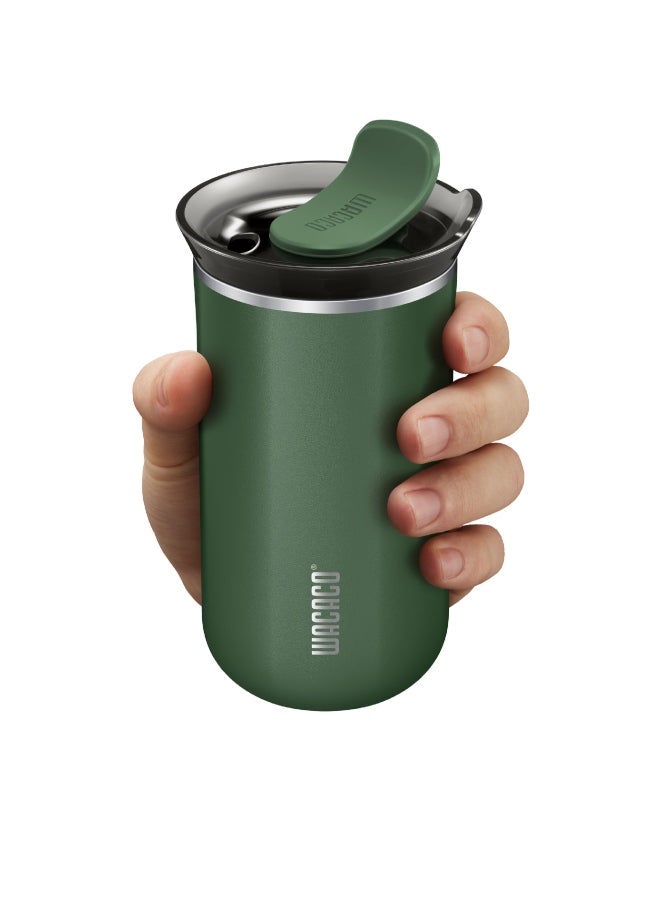 Octaroma LUNGO Vacuum Insulated Mug (300ml) - Double Wall Stainless Steel Coffee Travel Tumbler w/ Leakproof Drinking Lid, Reusable, Washable, BPA-Free, Hot & Cold - Pomona Green Pomona green