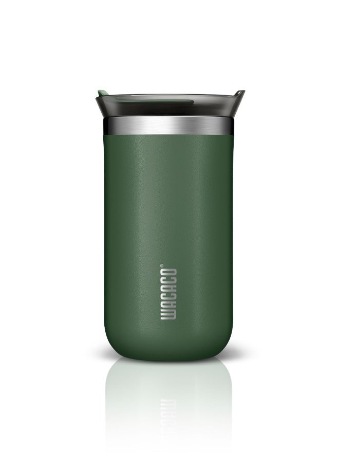 Octaroma LUNGO Vacuum Insulated Mug (300ml) - Double Wall Stainless Steel Coffee Travel Tumbler w/ Leakproof Drinking Lid, Reusable, Washable, BPA-Free, Hot & Cold - Pomona Green Pomona green