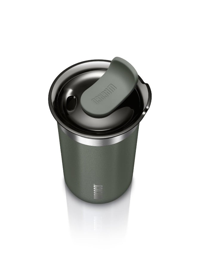 Octaroma LUNGO Vacuum Insulated Mug (300ml) - Double Wall Stainless Steel Coffee Travel Tumbler w/ Leakproof Drinking Lid, Reusable, Washable, BPA-Free, Hot & Cold - Dim Grey Dim grey