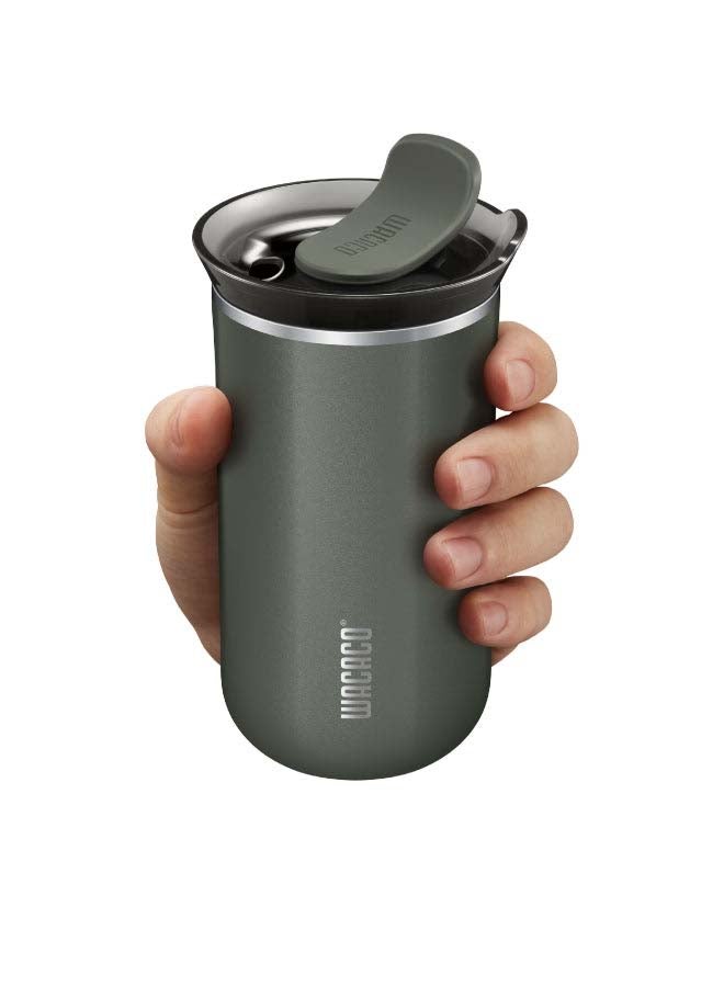 Octaroma LUNGO Vacuum Insulated Mug (300ml) - Double Wall Stainless Steel Coffee Travel Tumbler w/ Leakproof Drinking Lid, Reusable, Washable, BPA-Free, Hot & Cold - Dim Grey Dim grey