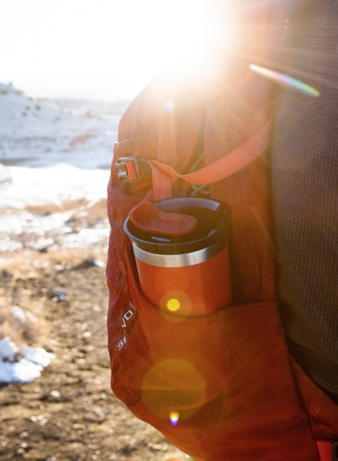 Octaroma LUNGO Vacuum Insulated Mug (300ml) - Double Wall Stainless Steel Coffee Travel Tumbler w/ Leakproof Drinking Lid, Reusable, Washable, BPA-Free, Hot & Cold - Carmine Red Carmine red