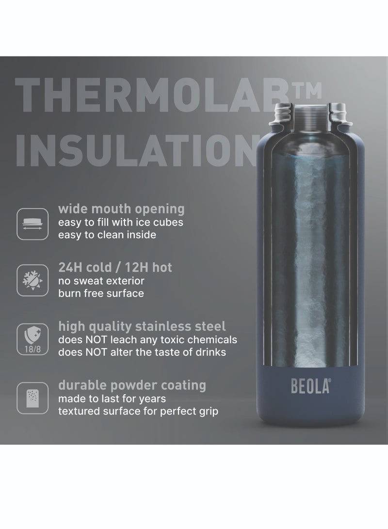 1200ml Vacuum Insulated Water Bottle, Double Wall Stainless Steel Thermos Bottle with wide mouth, 2 lids included, Hot Cold Water Flask, Large Sports Bottle with straw lid, 40oz (Mountain Black)