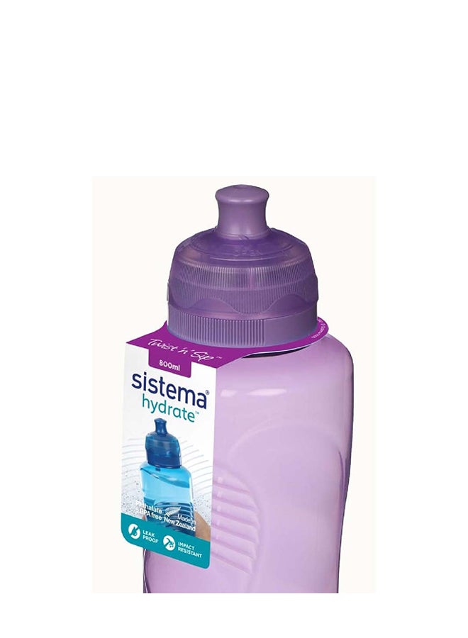 Sistema Tritan Active Water Bottle 800ML Purple : Hydration - Leak-proof - Portable - Sports Bottle - BPA-free Purple