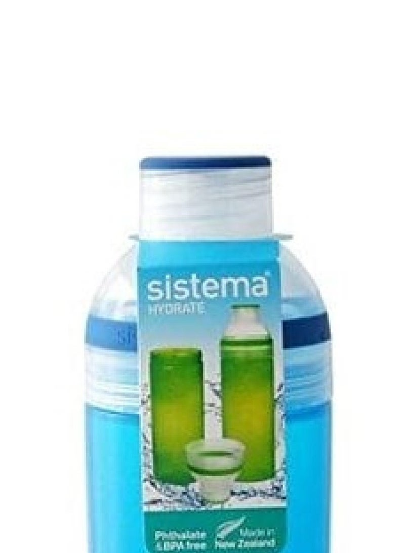 Sistema 700ML Trio Bottle, Portable with screw top Lid. Freezer, Dishwasher & Microwave safe without Lid and BPA Free. Sky Blue