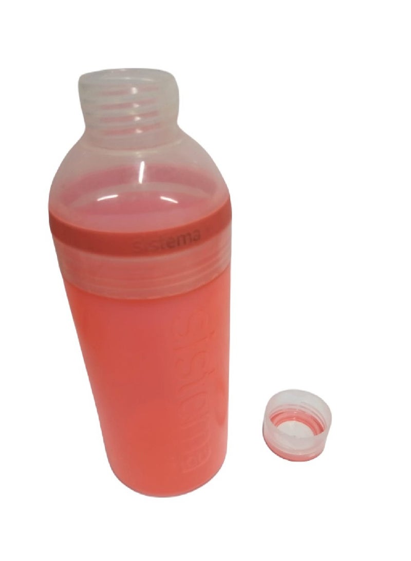 Sistema 580ML Trio Bottle, Portable with screw top Lid. Freezer, Dishwasher & Microwave safe without Lid and BPA Free. Orange