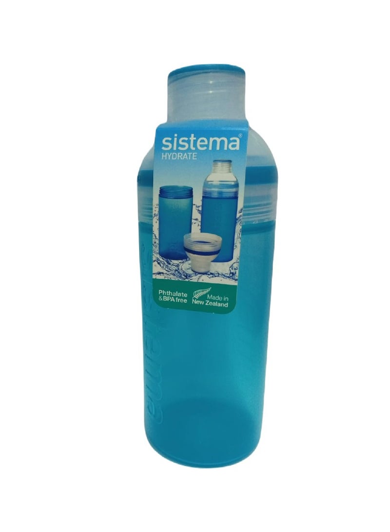 Sistema 580ML Trio Bottle, Portable with screw top Lid. Freezer, Dishwasher & Microwave safe without Lid and BPA Free. Sky Blue