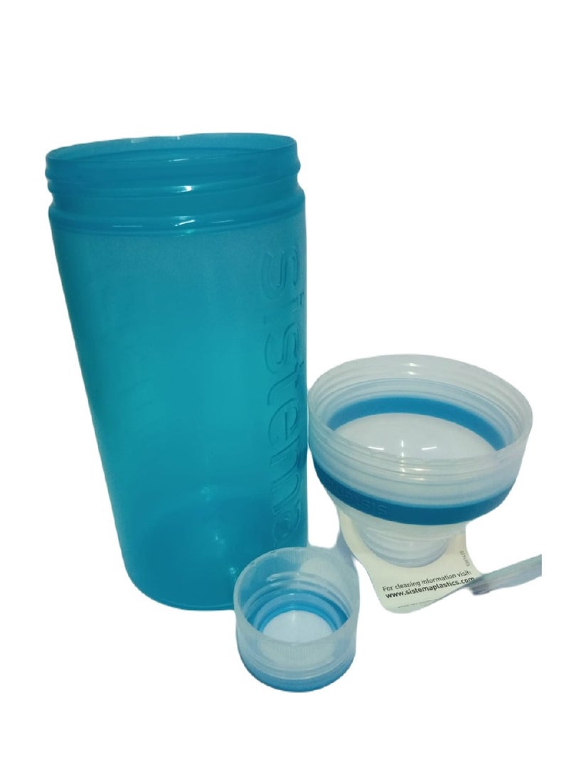 Sistema 580ML Trio Bottle, Portable with screw top Lid. Freezer, Dishwasher & Microwave safe without Lid and BPA Free. Sky Blue