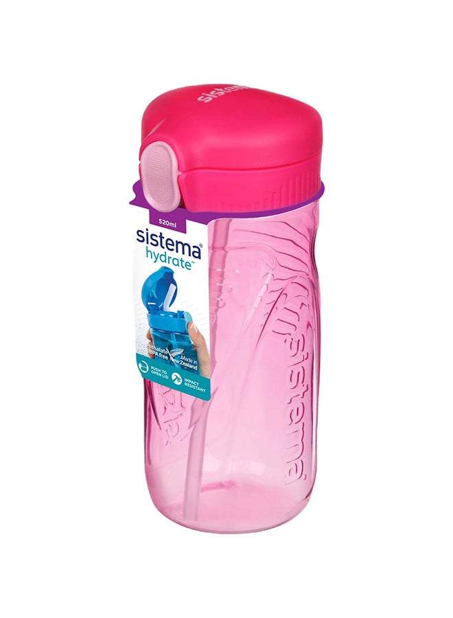 Sistema 520ml Tritan Quick Flip Water Bottle Pink : Hydration - Leak-proof - Portable - Sports Bottle - BPA-free Pink