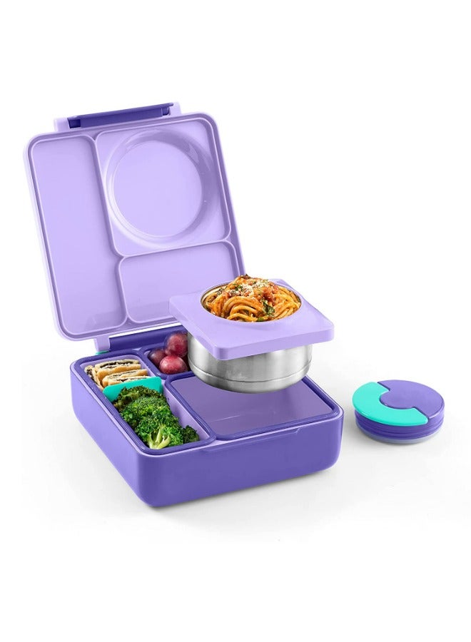 OmieBox Kids Bento Box with Insulated Thermos-Purple Plum