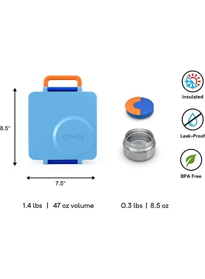 OmieBox Kids Bento Box with Insulated Thermos-Blue Sky
