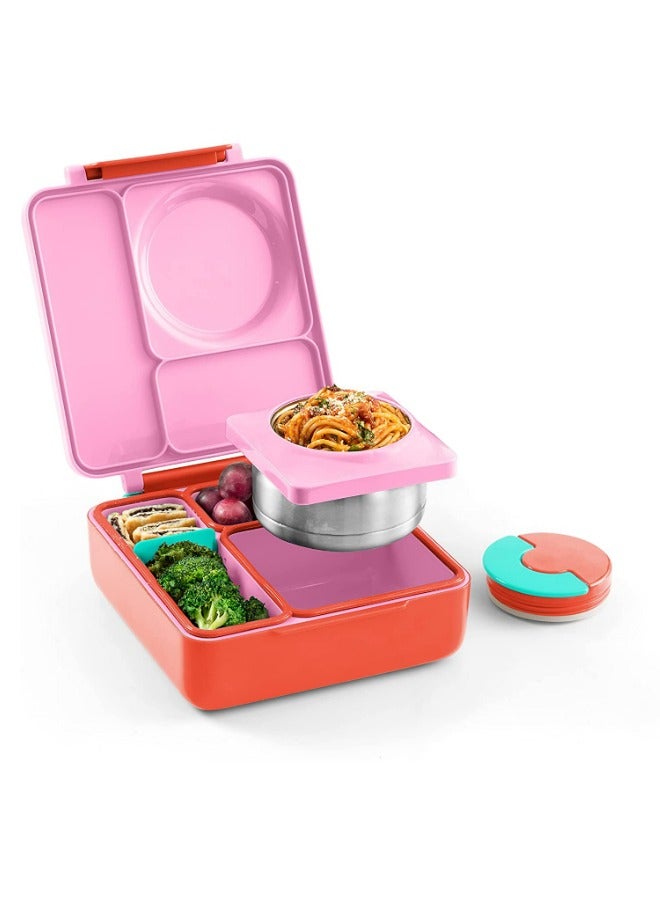 Omie Box Kids Bento Box with Insulated Thermos-Pink Berry