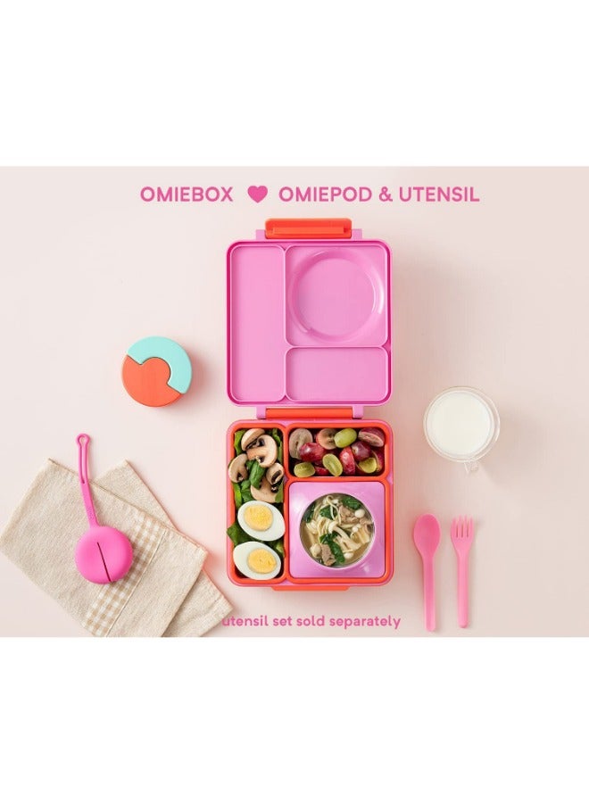 Omie Box Kids Bento Box with Insulated Thermos-Pink Berry
