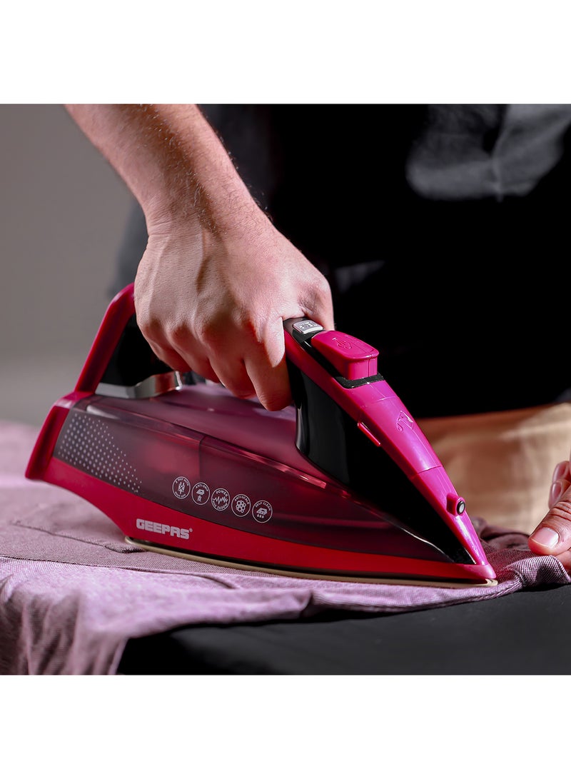 Digital Steam Iron| Dry and Steam Iron Box with Digital Temperature Control and Auto Shut Off Function| Compact and Handy Design| Suitable for All Kinds of Fabric| Anti-Drip and Anti-Calc System| 2 Years Warranty 350 ml GSI7813 Red/Black