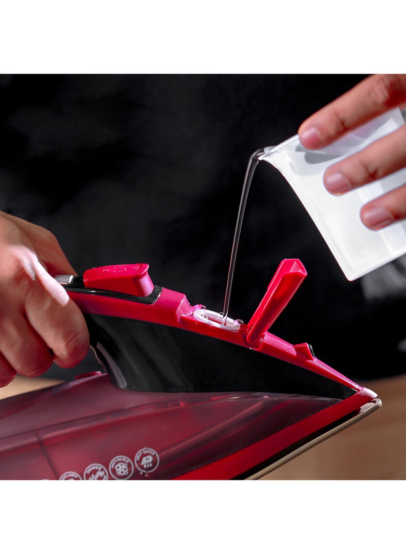 Digital Steam Iron| Dry and Steam Iron Box with Digital Temperature Control and Auto Shut Off Function| Compact and Handy Design| Suitable for All Kinds of Fabric| Anti-Drip and Anti-Calc System| 2 Years Warranty 350 ml GSI7813 Red/Black