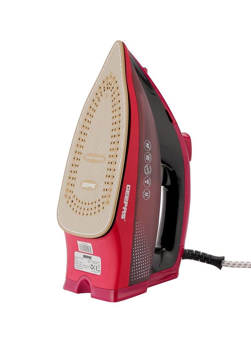 Digital Steam Iron| Dry and Steam Iron Box with Digital Temperature Control and Auto Shut Off Function| Compact and Handy Design| Suitable for All Kinds of Fabric| Anti-Drip and Anti-Calc System| 2 Years Warranty 350 ml GSI7813 Red/Black