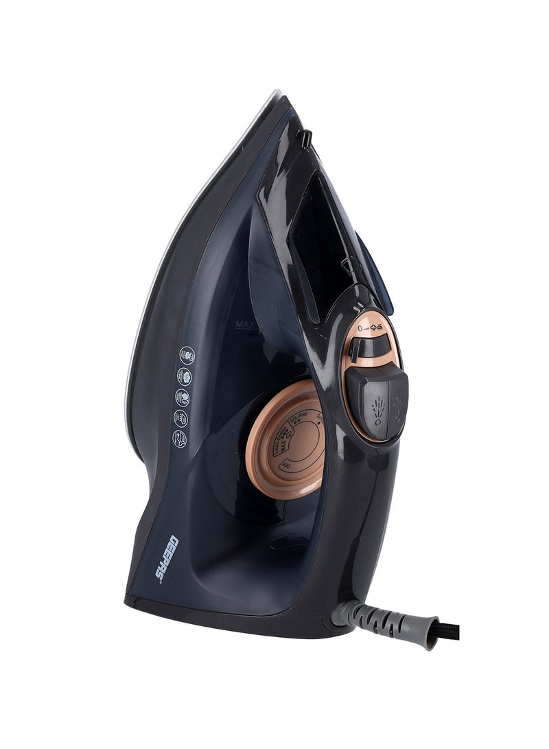 Dry and Wet Steam Iron with Self-clean function, Adjustable Temperature Control, Ceramic Soleplate, Dry/ Steam/ Burst of Steam/ Vertical Steam Function 220 ml 2400 W GSI7703N Black