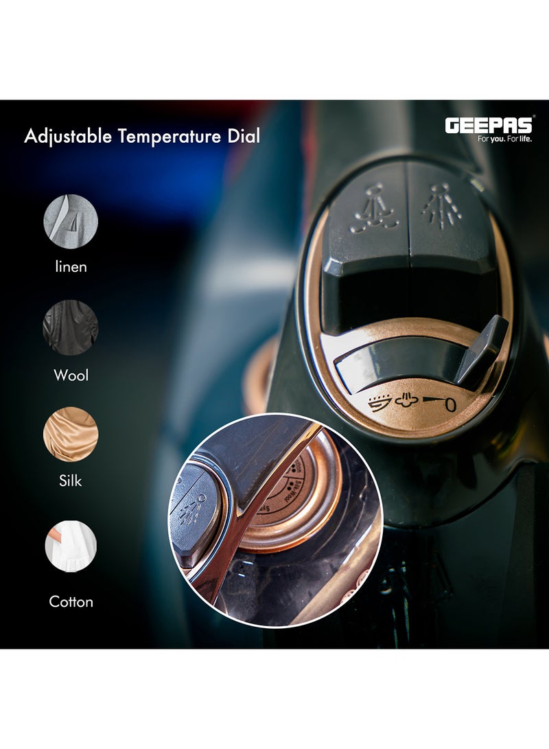 Dry and Wet Steam Iron with Self-clean function, Adjustable Temperature Control, Ceramic Soleplate, Dry/ Steam/ Burst of Steam/ Vertical Steam Function 220 ml 2400 W GSI7703N Black