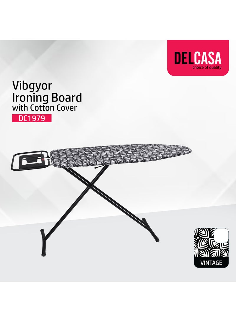 Delcasa Ironing Board Ironing table with Cotton Cover, 8mm Pad, DC1979 Steel Frame Iron Board with Cover Pad Home Laundry Room Or Dorm Use Adjustable Height