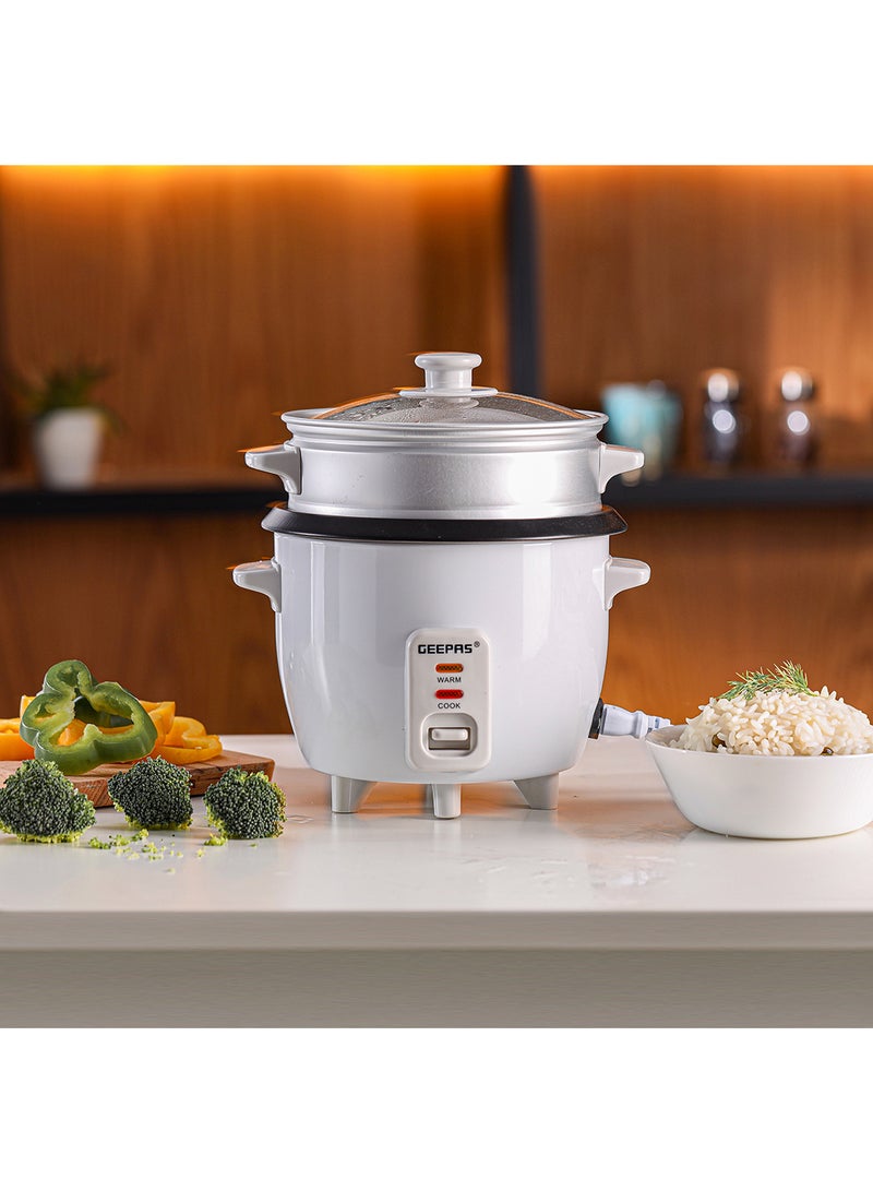 Multifunction Rice Cooker Includes Cook, Keep & Warm Functions With Tempered Glass Lid, Aluminum Inner Steamer/ Removable Non-Stick Pot/Cool Touch Handle/Durable Construction 1 L 400 W GRC4325H White