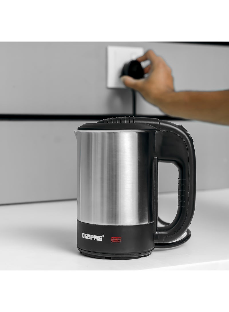 Stainless Steel Travel Electric Kettle with Boil Dry Protection and Automatic Cut-Off 0.5 L 1100 W GK175 Silver/Black