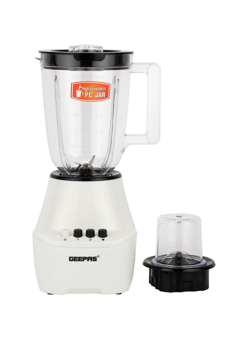 2 in 1 Blender - Stainless Steel Blades, 2 Speed Control with Pulse | Over Heat Protection, Powerful Copper Motor| Ice Crusher, Chopper, Coffee Grinder & More 1.5 L 400 W GSB5409N White, Black
