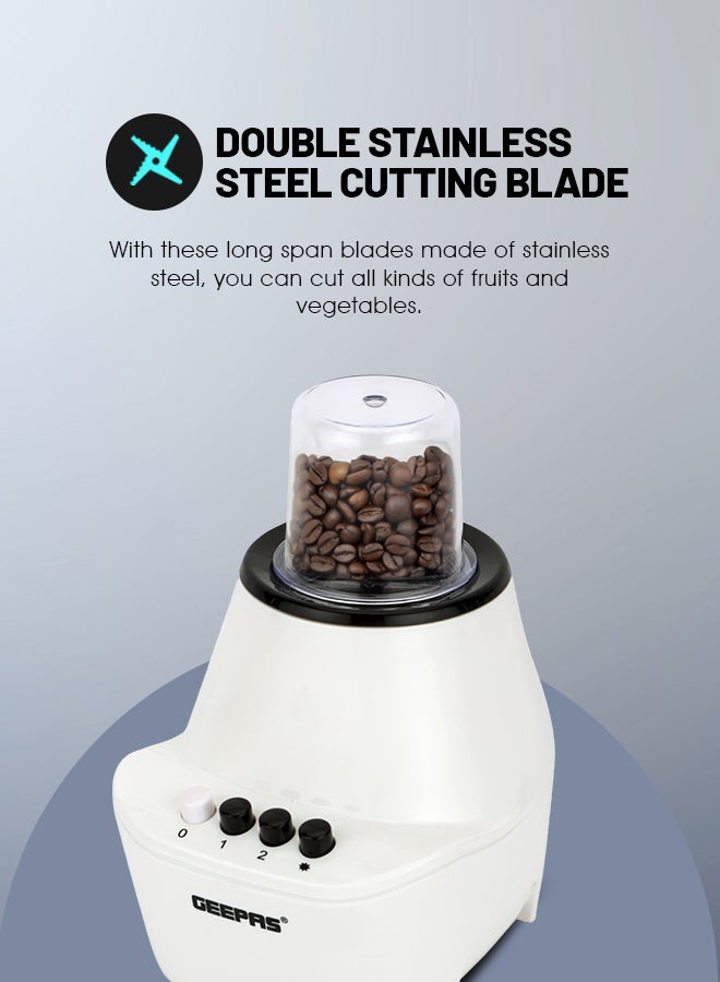 2 in 1 Blender - Stainless Steel Blades, 2 Speed Control with Pulse | Over Heat Protection, Powerful Copper Motor| Ice Crusher, Chopper, Coffee Grinder & More 1.5 L 400 W GSB5409N White, Black