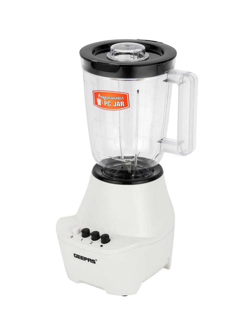 2 in 1 Blender - Stainless Steel Blades, 2 Speed Control with Pulse | Over Heat Protection, Powerful Copper Motor| Ice Crusher, Chopper, Coffee Grinder & More 1.5 L 400 W GSB5409N White, Black