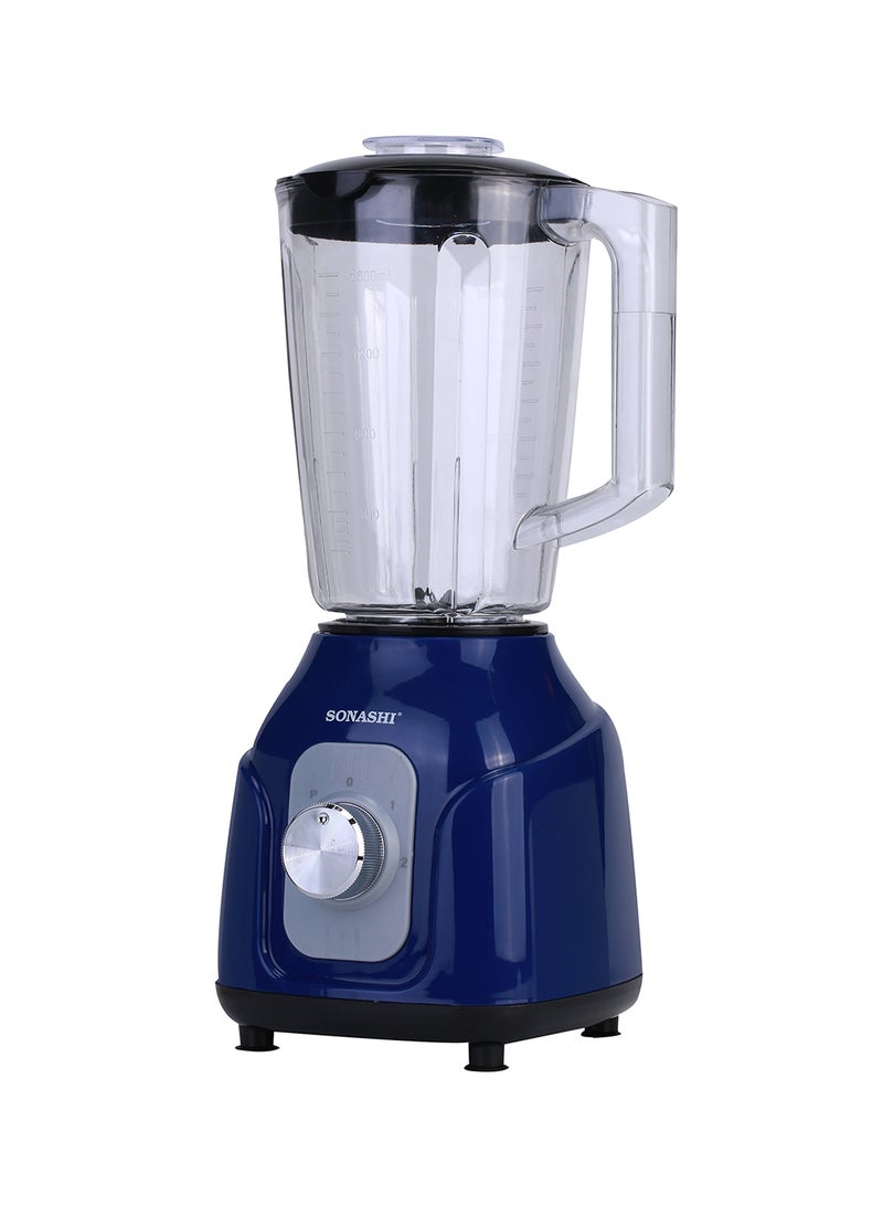 2 in 1 Blender – Powerful Motor with 2 Speed Setting and Pulse | Transparent and Unbreakable Jars with Stainless Steel Blade | Perfect for making Smoothies, Milkshakes, Grinding Beans, Coconut, etc 1.5 L 500 W SB-161N Blue