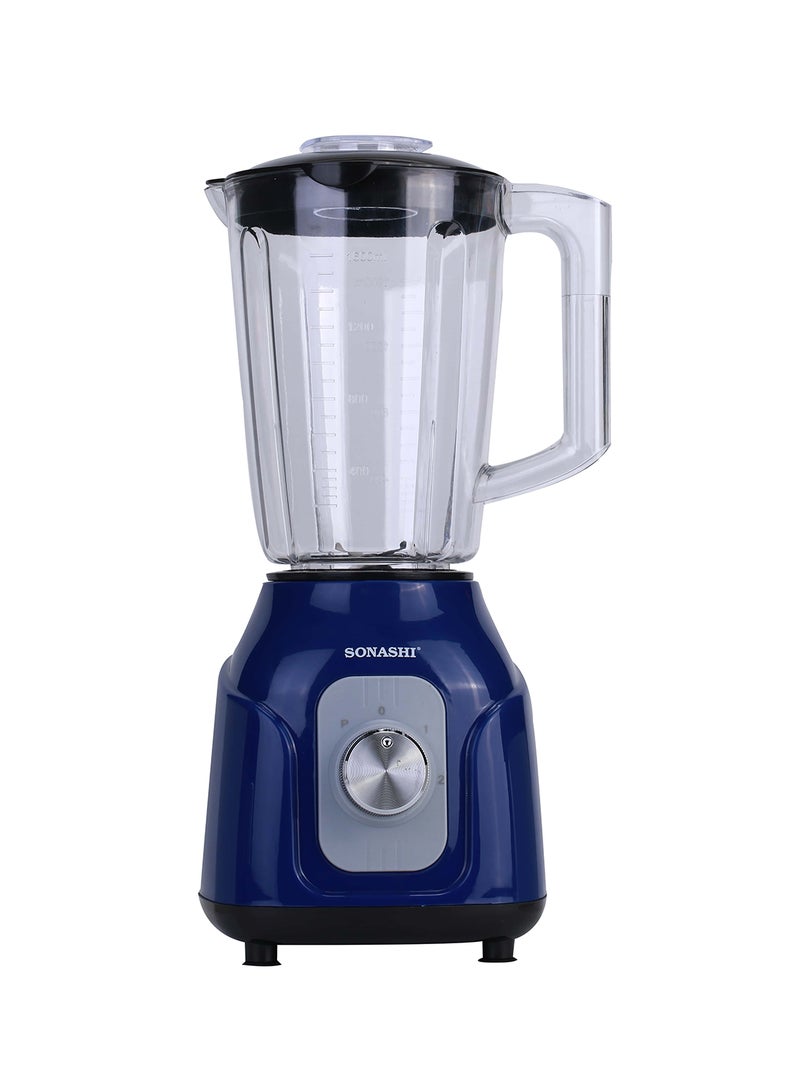 2 in 1 Blender – Powerful Motor with 2 Speed Setting and Pulse | Transparent and Unbreakable Jars with Stainless Steel Blade | Perfect for making Smoothies, Milkshakes, Grinding Beans, Coconut, etc 1.5 L 500 W SB-161N Blue