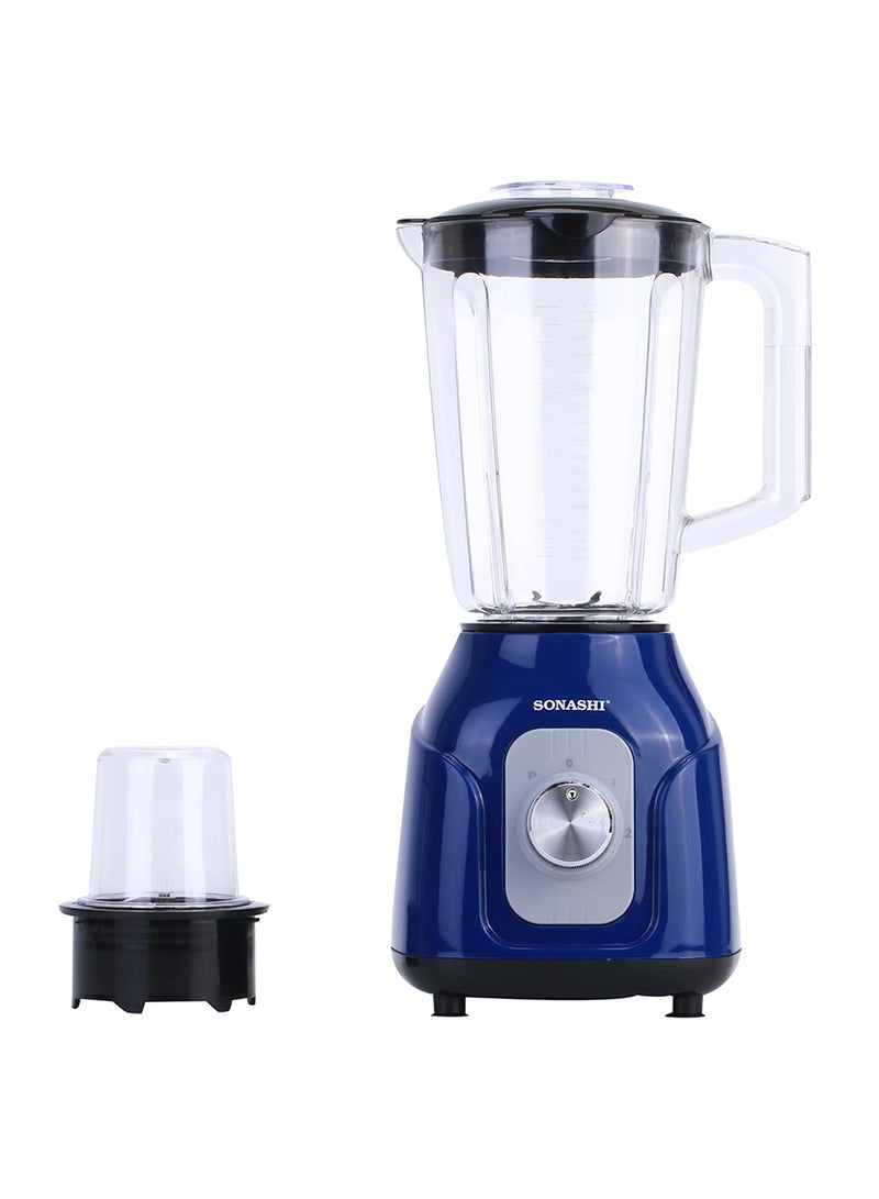 2 in 1 Blender – Powerful Motor with 2 Speed Setting and Pulse | Transparent and Unbreakable Jars with Stainless Steel Blade | Perfect for making Smoothies, Milkshakes, Grinding Beans, Coconut, etc 1.5 L 500 W SB-161N Blue