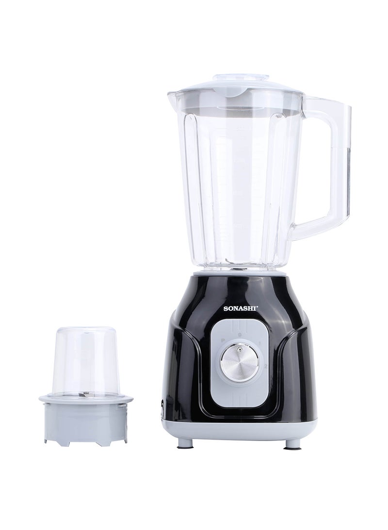 2 in 1 Blender – Powerful Motor with 2 Speed Setting and Pulse | Transparent and Unbreakable Jars with Stainless Steel Blade | Perfect for making Smoothies, Milkshakes, Grinding Beans, Coconut, etc 1.5 L 500 W SB-161N Black