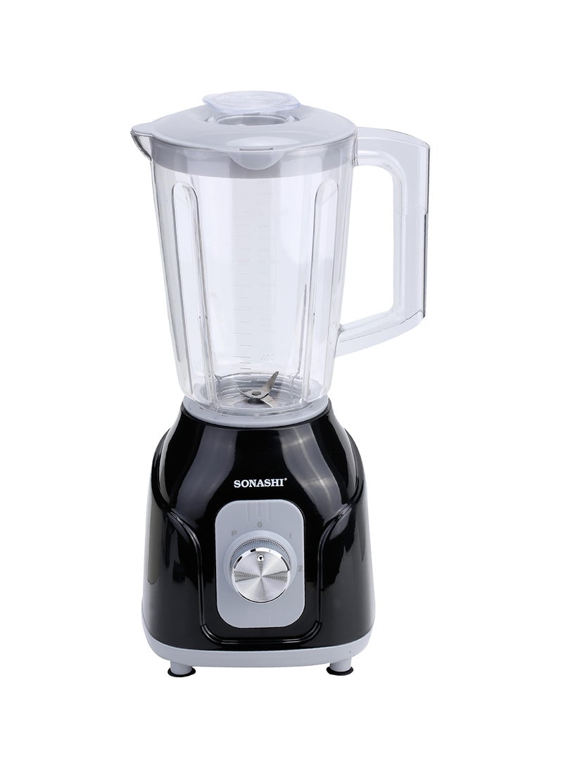 2 in 1 Blender – Powerful Motor with 2 Speed Setting and Pulse | Transparent and Unbreakable Jars with Stainless Steel Blade | Perfect for making Smoothies, Milkshakes, Grinding Beans, Coconut, etc 1.5 L 500 W SB-161N Black