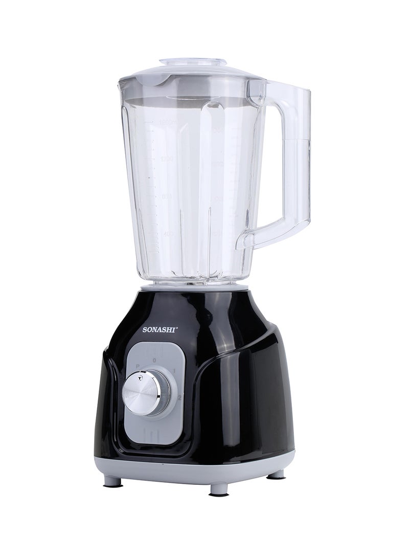 2 in 1 Blender – Powerful Motor with 2 Speed Setting and Pulse | Transparent and Unbreakable Jars with Stainless Steel Blade | Perfect for making Smoothies, Milkshakes, Grinding Beans, Coconut, etc 1.5 L 500 W SB-161N Black