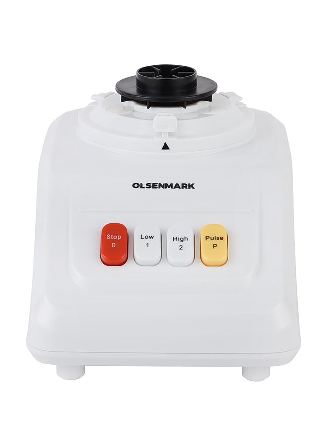 Multi Functional 3 In 1 Blender, With 1.5 Litre Jar Capacity, Stainless Steel Blade & Housing, Overheat Protection, Multi Functional Design For Blending, Grinding & Mincing, 2 Speed Function 1.5 L 600 W OMSB2054 White