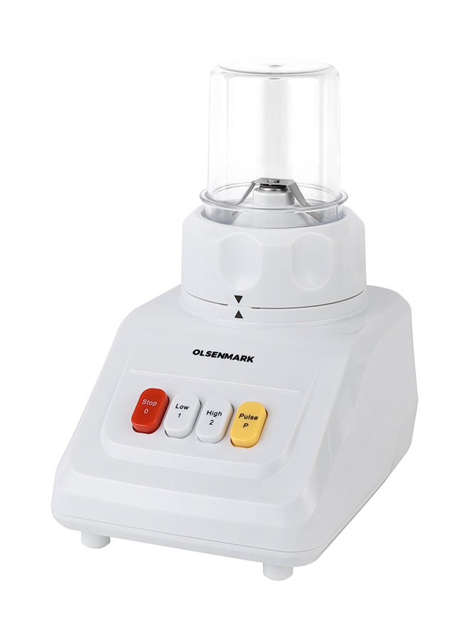 Multi Functional 3 In 1 Blender, With 1.5 Litre Jar Capacity, Stainless Steel Blade & Housing, Overheat Protection, Multi Functional Design For Blending, Grinding & Mincing, 2 Speed Function 1.5 L 600 W OMSB2054 White
