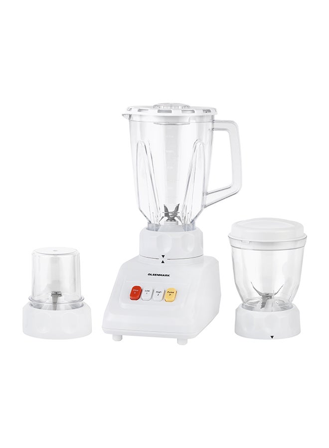 Multi Functional 3 In 1 Blender, With 1.5 Litre Jar Capacity, Stainless Steel Blade & Housing, Overheat Protection, Multi Functional Design For Blending, Grinding & Mincing, 2 Speed Function 1.5 L 600 W OMSB2054 White
