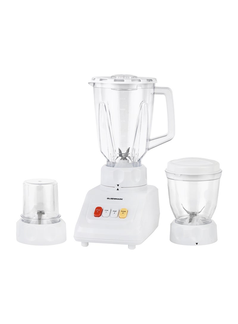 3 in 1 Multi-Functional Blender, 600W Powerful Motor with 2 Speed Setting 1.5 L 600 W OMSB2054S White/Clear