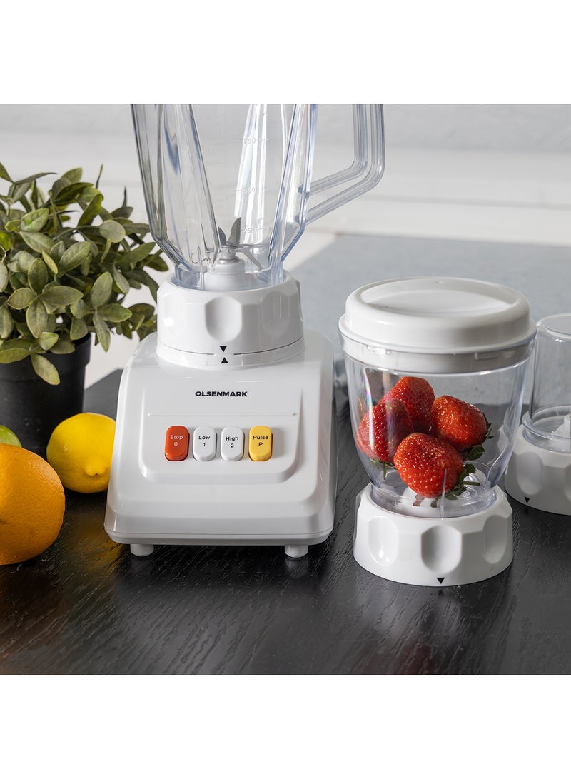 3 in 1 Multi-Functional Blender, 600W Powerful Motor with 2 Speed Setting 1.5 L 600 W OMSB2054S White/Clear
