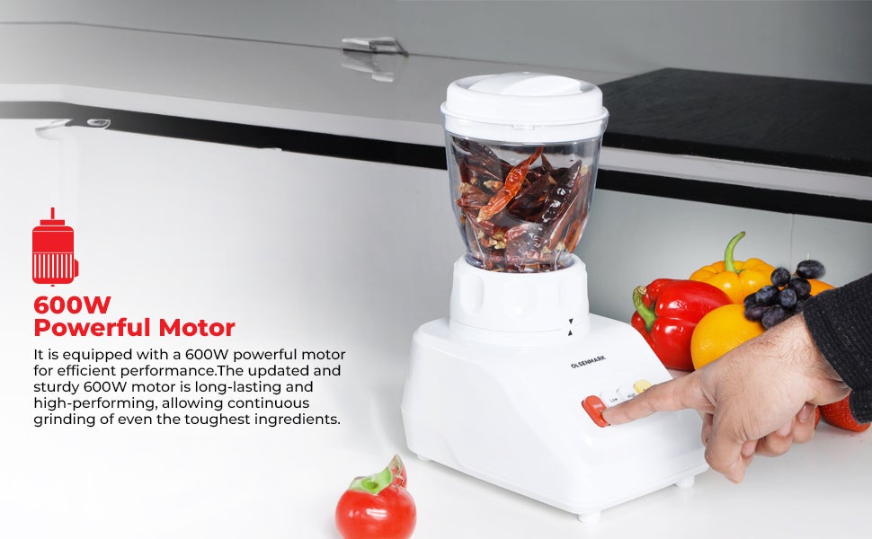 3 in 1 Multi-Functional Blender, 600W Powerful Motor with 2 Speed Setting 1.5 L 600 W OMSB2054S White/Clear