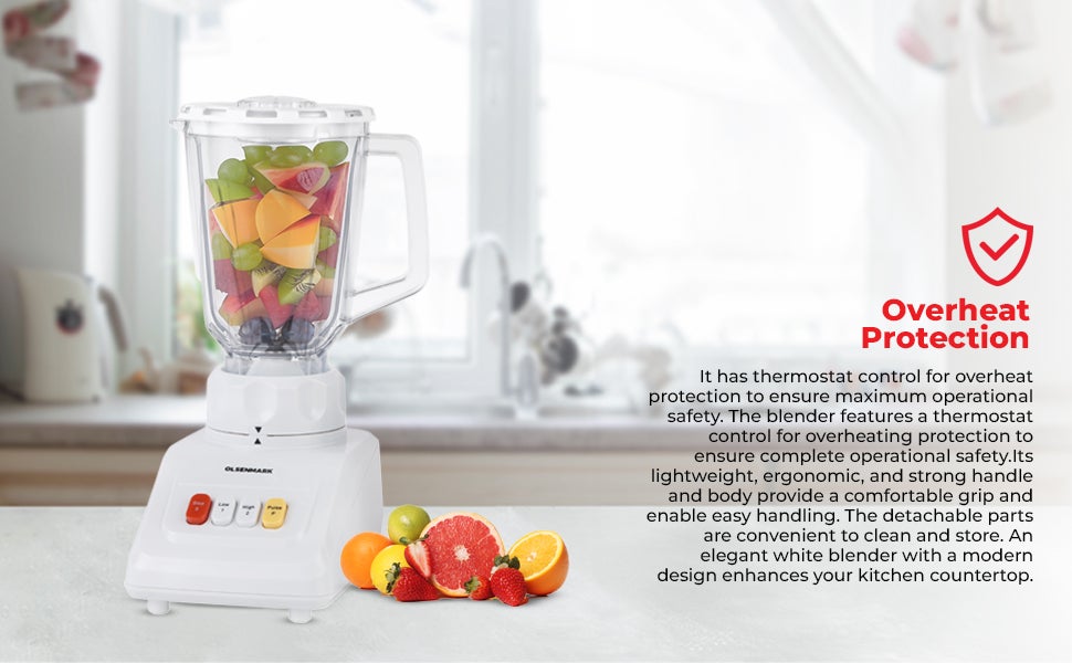 3 in 1 Multi-Functional Blender, 600W Powerful Motor with 2 Speed Setting 1.5 L 600 W OMSB2054S White/Clear
