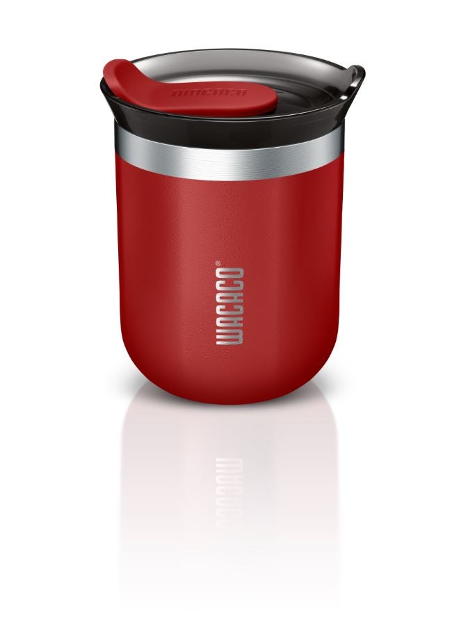 Octaroma CLASSICO Vacuum Insulated Mug (180ml) - Double Wall Stainless Steel Coffee Travel Tumbler w/ Leakproof Drinking Lid, Reusable, Washable, BPA-Free, Hot & Cold - Red