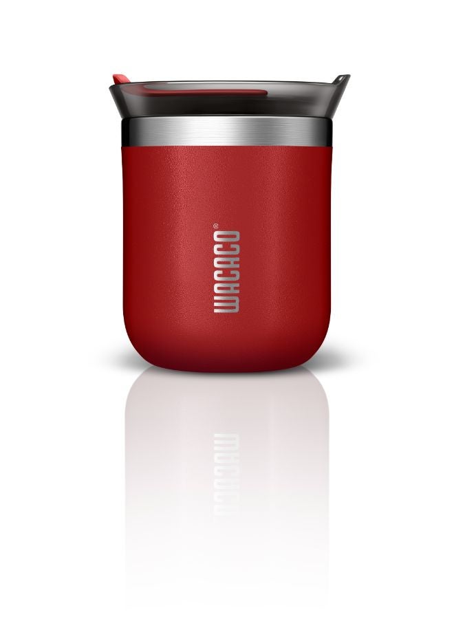 Octaroma CLASSICO Vacuum Insulated Mug (180ml) - Double Wall Stainless Steel Coffee Travel Tumbler w/ Leakproof Drinking Lid, Reusable, Washable, BPA-Free, Hot & Cold - Red