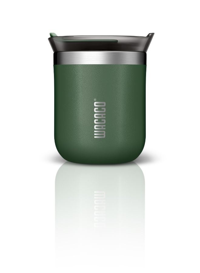 Octaroma CLASSICO Vacuum Insulated Mug (180ml) - Double Wall Stainless Steel Coffee Travel Tumbler w/ Leakproof Drinking Lid, Reusable, Washable, BPA-Free, Hot & Cold - Green