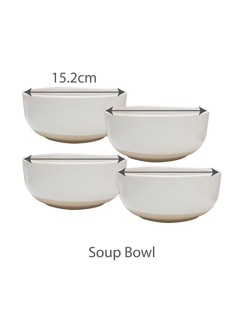 12 Pcs Dinner Set Porcelain Dinner Set 4x Dinner Plates 4x Side Plates 4x Soup Bowl - Brooklyn