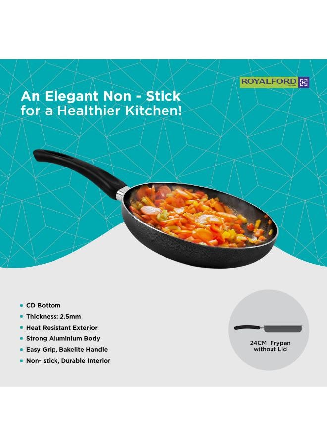 8 Pieces Non-Stick Cookware Set Cd Bottom 2.5Mm Thichness Heat Resistant Exterior Strong Aluminium Body Easy Grip Bakelite Handle Durable Interior Pfoa Free Black 54.5X20X33cm