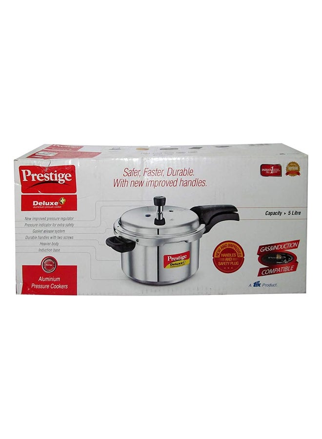 Deluxe Popular Pressure Cooker With Lid, Precision Weight Valve Silver 5Liters