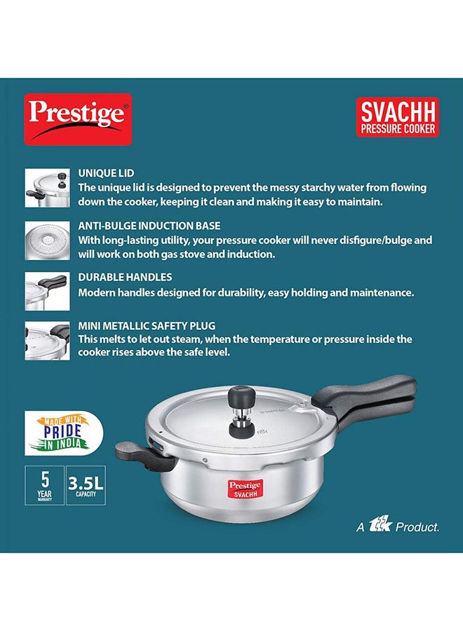 Svachh Pressure Cooker Junior Deep Pan with Lid Silver 3.5Liters