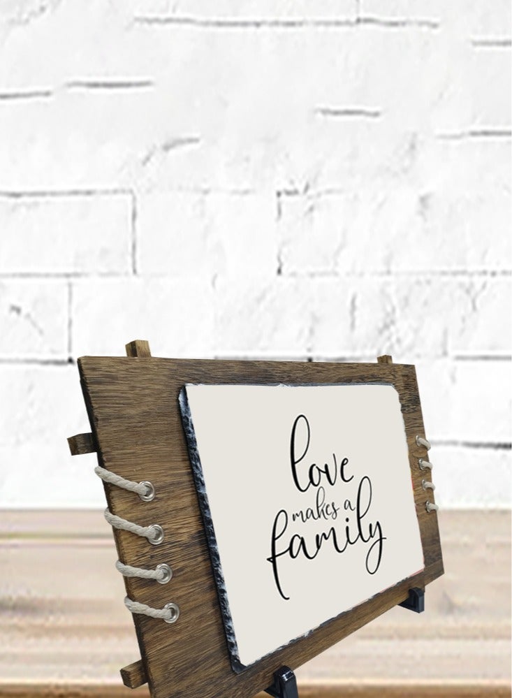 Protective Printed White Rectangle Shape Marble Photo Frame for Table Top Love Makes A Family