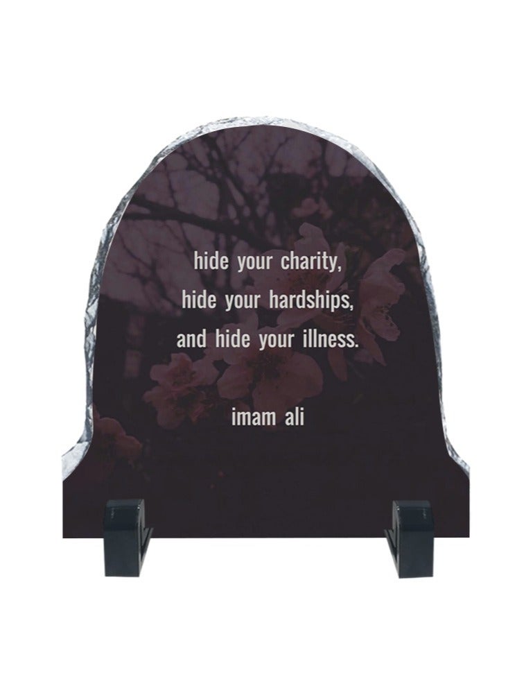 Protective Printed White Rock Shape Marble Photo Frame for Table Top It Is Allah Who Created